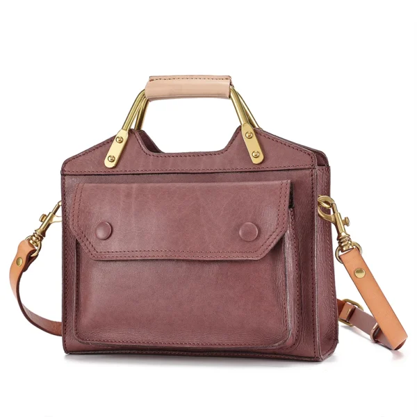 Women's Bag Genuine Leather Single Shoulder Messenger Bag College Retro Style Vegetable Tanned Leather Small Square Bags Casual - Image 12