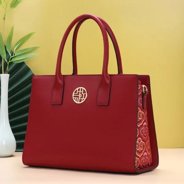 2023 New Women Handbag Gift for Mothers Chinoiserie Bag Female Cross-body Messenger Elegant White Red Split Leather Shoulder Bag - Image 3