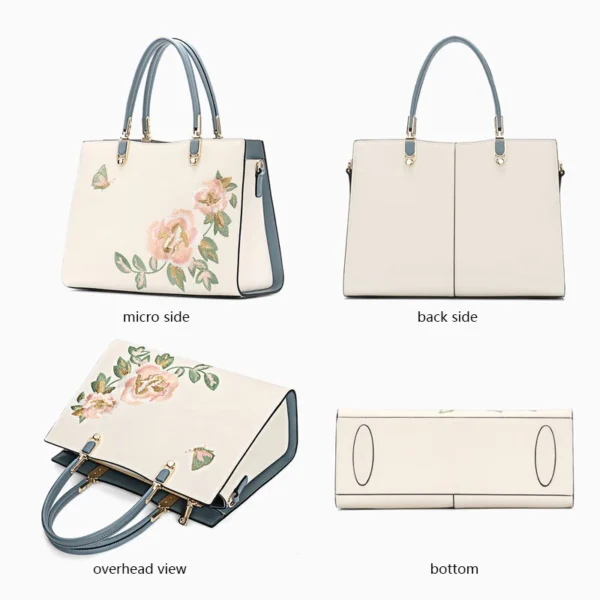 2023 New Women Bag Female Luxury Elegant Wedding Handbag Lady Split Leather Embroidered Peony Cross-body Shoulder Bag Messenger - Image 2