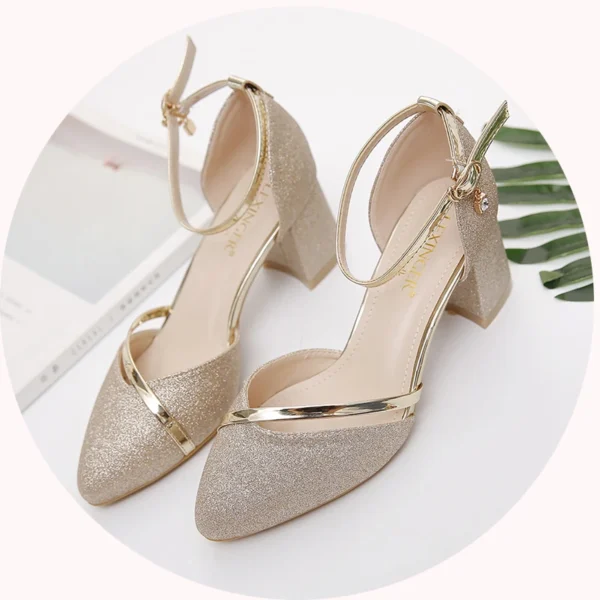 Women Sweet High Quality Beige Pu Leather Buckle Strap High Heel Shoes Lady Cool Comfort European Stylish Heel Shoes B9024 - Image 14