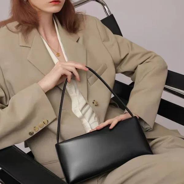 ZR DIARY Vintage Underarm Bag Women Split Cow Leather French Style Simple Shoulder Crossbody Bags for Female 9909 - Image 2