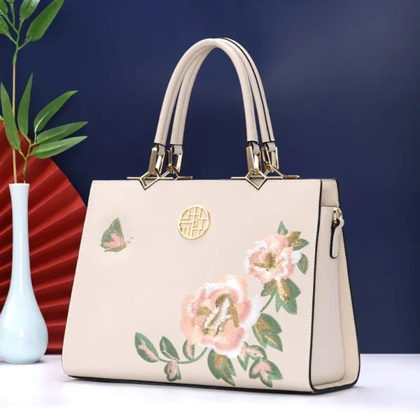 2023 New Chinese Style Mom Bag Women Middle-aged Atmosphere China-Chic Embroidery Handbag Split Leather Shoulder Bag Messenger - Image 8