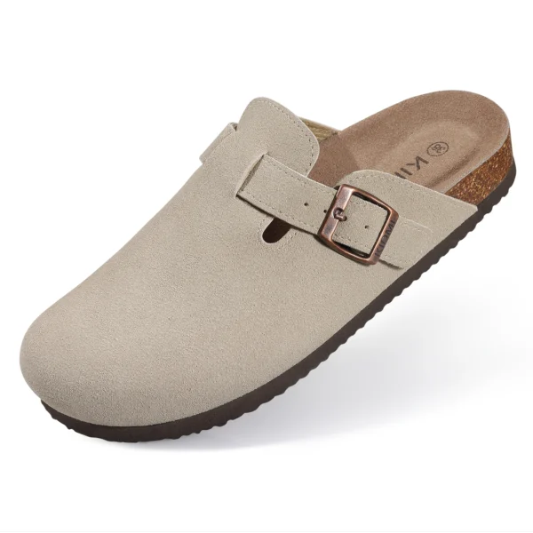 Comwarm Fashion Women's Suede Mules Slippers Men Clogs Cork Insole Sandals With Arch Support Outdoor Beach Slides Home Shoes - Image 11