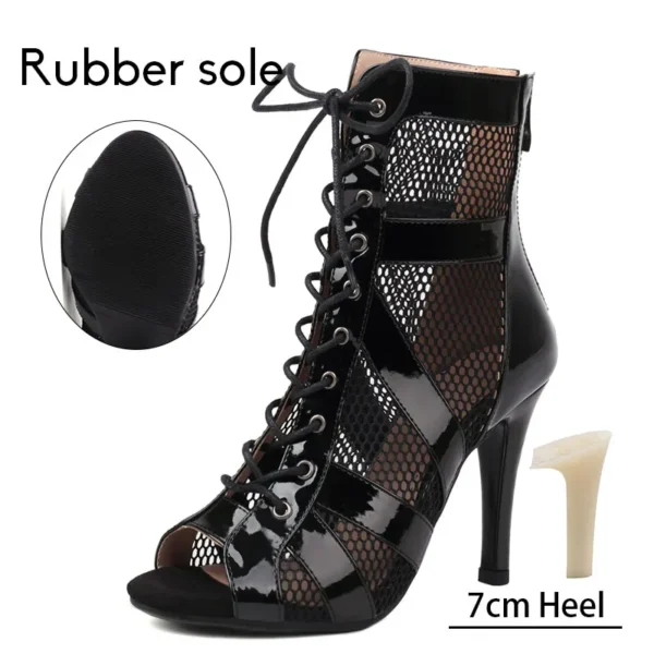 2024 New Women Latin Dance Shoes Black High Heels Ballroom Salsa Dance Shoes Sandals Mesh Boots Woman Thin Heels Plus Size 34-46 - Image 14