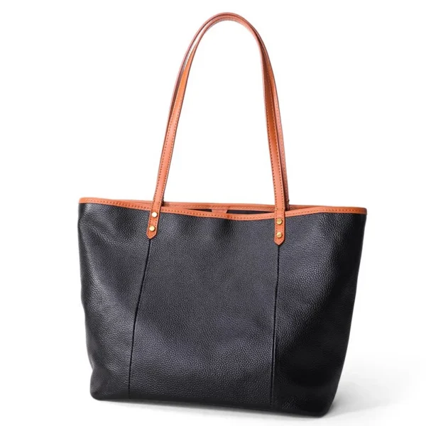 Women Tote Bag Leather Handbag Female Big Laptop Bag Wild Color Matching Head Layer Cowhide 2023 New Simple Original Soft