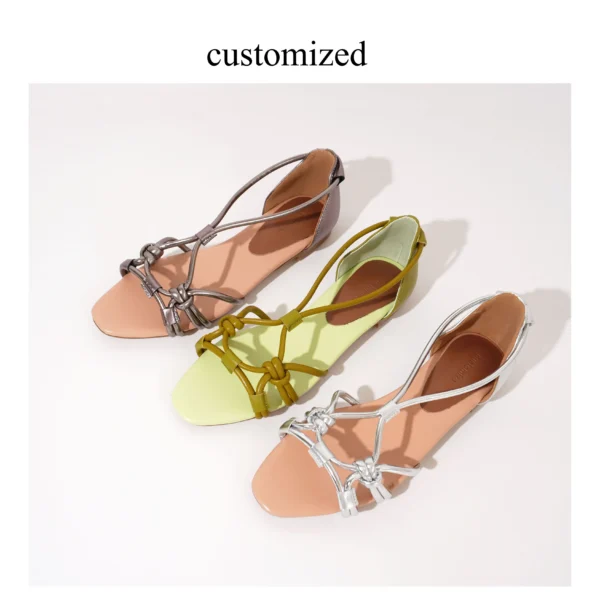 2024 Summer Open Toe Genuine Leather Sandals Women Shoes Shoes for Women Zapatos Mujer Gladiator Ladies Shoes Flat With - Image 2