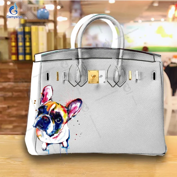 Art Print Colorful cute little dog Customize Totes Women Clutch purses and handbags Designer Ladies purses Genuine Leather New - Image 12