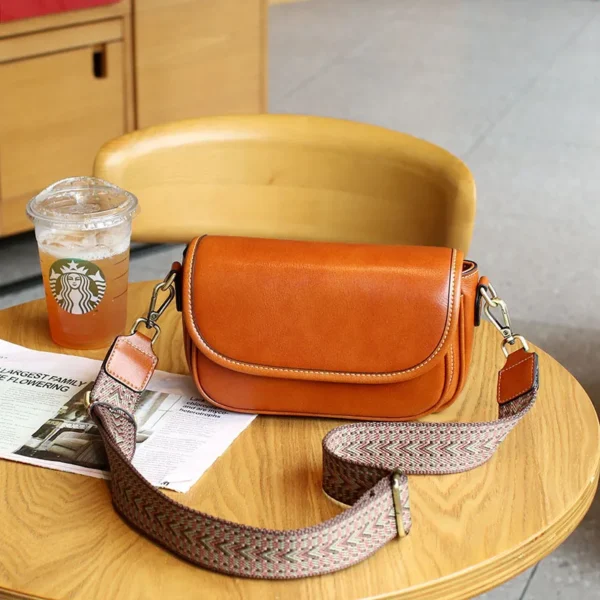 Female Genuine Leather Messenger Bags Lady's Vegetable Tanned Leather Shoulder Bag Women Solid Color Classic Square Handbags New - Image 7