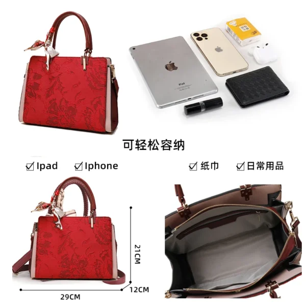 Chinese Style New Chinese Jacquard Handbag Female Red Bridal Bag Wedding Gift Wedding Bag Mother - Image 6