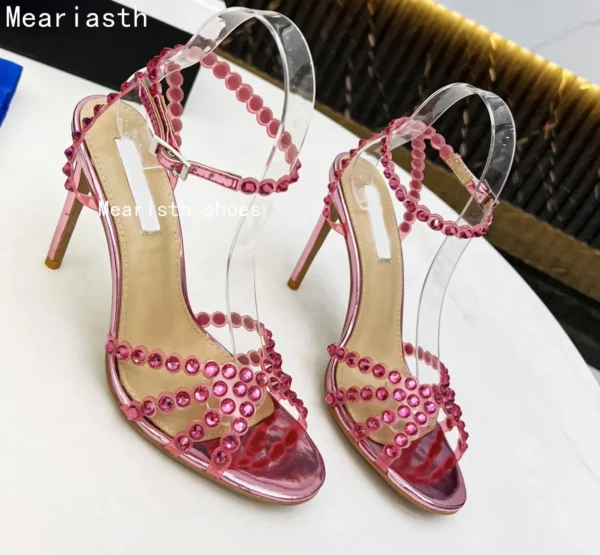 2023 New brand Sequined Crystal Women Sandals Sexy Spike High heels Gladiator sandals Summer Wedding Prom Shoes Sandalias Mujer - Image 15