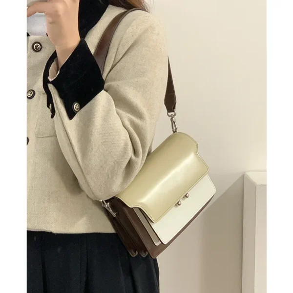 ZR DIARY Underarm Bag Women Split Leather New Contrasting Color Single Shoulder Crossbody Bag Small Square Accordion Bag W11036 - Image 2