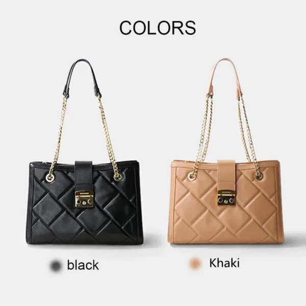 2023 New Designer Quality Genuine Real Leather Lambskin Handbag Shoulder Bag for Women Lady Large Capacity Fashion Chain Tote - Image 2