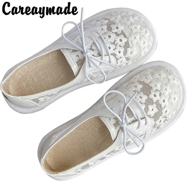 Careaymade-Lace mesh fisherman's shoes literary sandals net shoes summer beach shoes round head comfortable women's single shoes