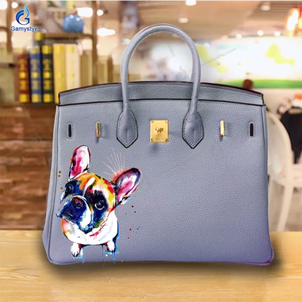 Art Print Colorful cute little dog Customize Totes Women Clutch purses and handbags Designer Ladies purses Genuine Leather New - Image 14