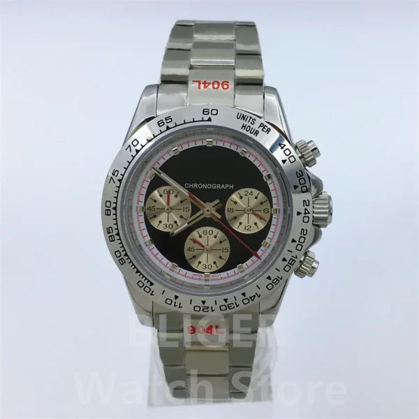 BLIGER Quartz Watches 39mm Chronograph Business Sapphire Crystal Mens Watch Japan VK63 Movement Stainless Steel White Dial - Image 12