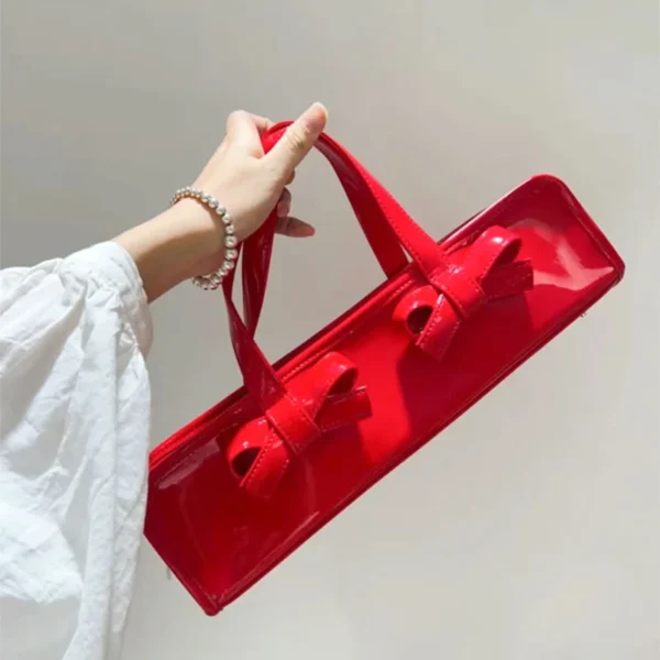 Women's Handbag 2024 New Y2K Internet Celebrity Hot Girl Tote Purse Fashion Designer Brand Patent Leather Bright Leather Bow bag - Image 4