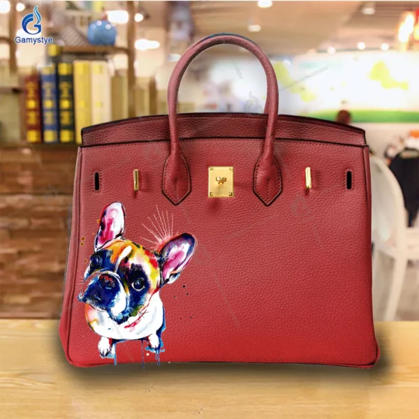 Art Print Colorful cute little dog Customize Totes Women Clutch purses and handbags Designer Ladies purses Genuine Leather New - Image 7