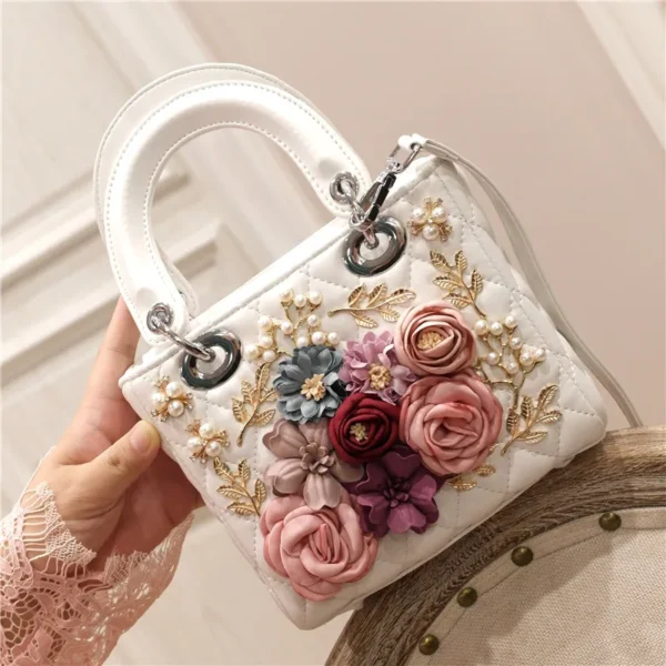 2022 Spring New Fashion Women's Bag Minority Flower Pearl Portable One Shoulder Messenger Bag Princess Bag Classic Versatile - Image 2