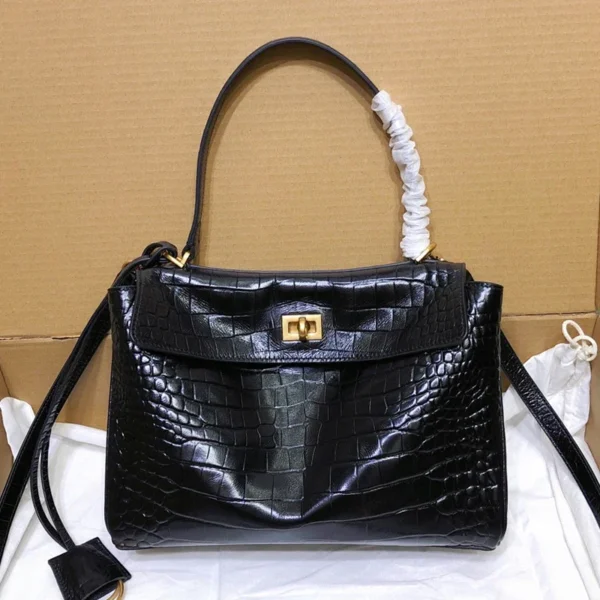 Crocodile Pattern Handbag 2024 New Genuine Leather Women's Bag with Advanced Feeling, Lazy Crossbody Underarm Bag Large Capacity - Image 6