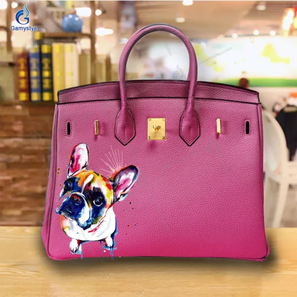 Art Print Colorful cute little dog Customize Totes Women Clutch purses and handbags Designer Ladies purses Genuine Leather New - Image 9