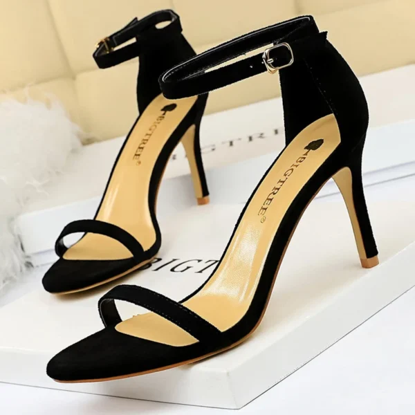 BIGTREE Shoes Summer Women Sandals Suede Hollow High Heels Stiletto Fashion Sandles Women Heels Ladies Shoes Women's Sandals - Image 16