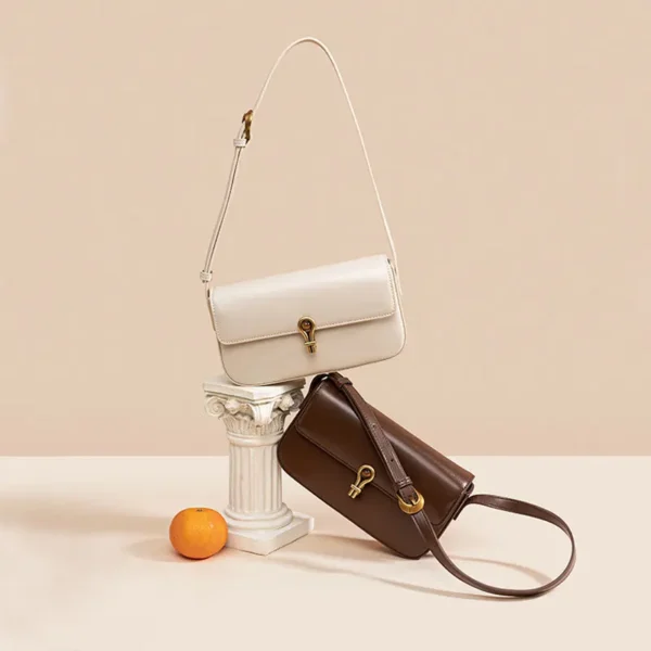 ZR DIARY Vintage Square Bag Women Split Leather Single Shoulder Bag Metal Lock  Crossbody Flap Pocket Small Tofu Bag JY3948 - Image 3