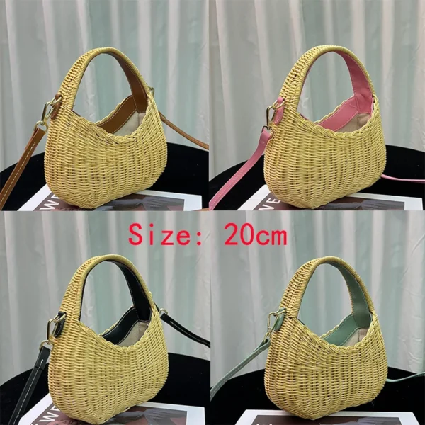 2024 New Fashion Women's Shoulder Bag Summer Grass Weaving Beach Crossbody Bag Fashion Half Month Handbag Zero Wallet