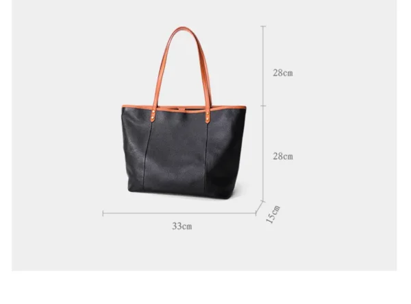 Women Tote Bag Leather Handbag Female Big Laptop Bag Wild Color Matching Head Layer Cowhide 2023 New Simple Original Soft - Image 5