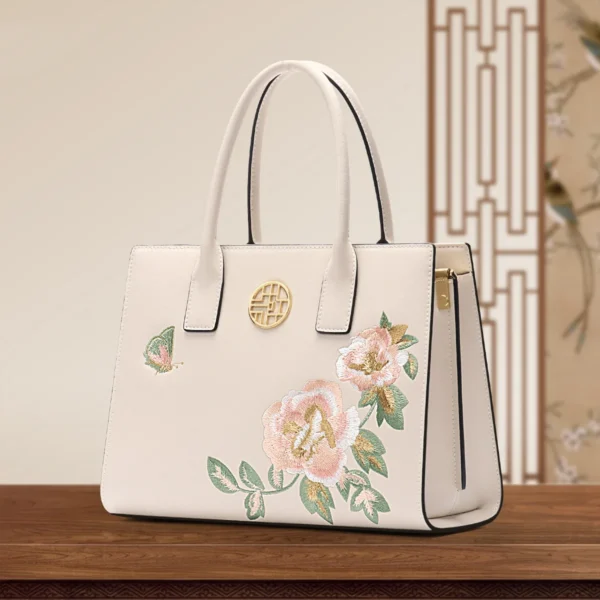 2023 New Mothers Bag Women Top-handles Tote Handbag Gift for Female Cross-body Messenger Embroidery Split Leather Shoulder Bag - Image 9