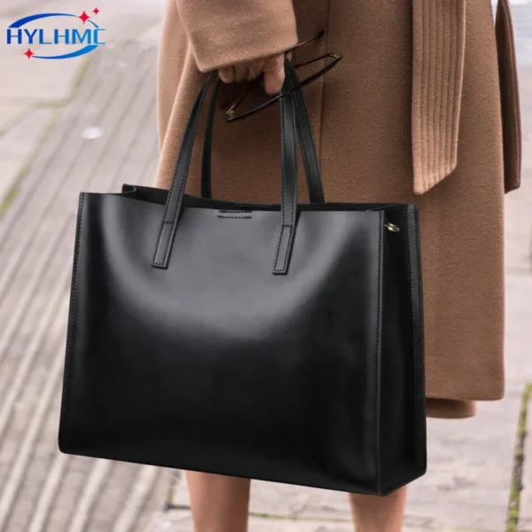 Women's Bag 2023 New Female Handbags 14 Inch Laptop Bag Fashion Briefcase Genuine Leather Commuter Portable Shoulder Tote Bags