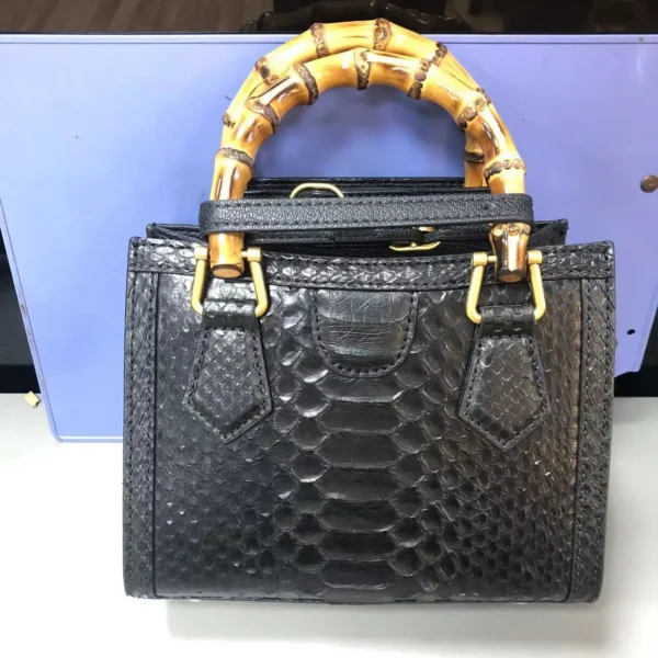 2022 New Designer Python Skin Women's Handbag Fashion Small Square Bag Bamboo Lady Bag Genuine Leather Shoulder Messenger Bag 45 - Image 2