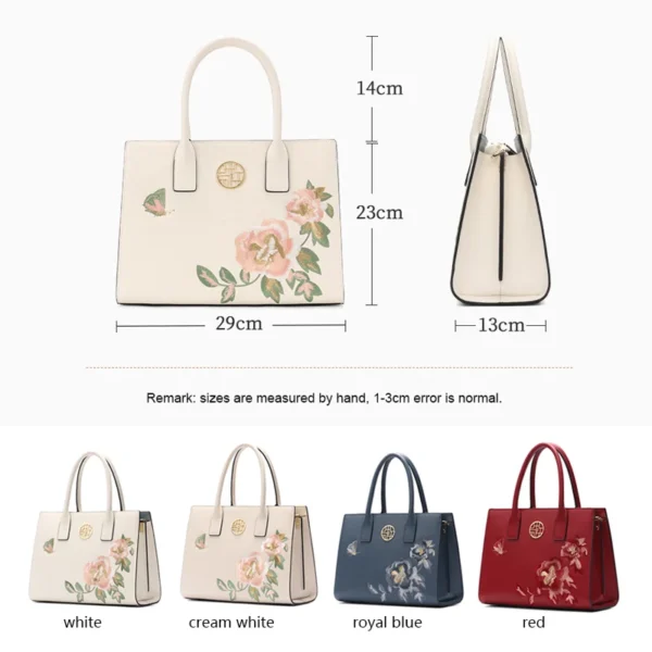 2023 New Mothers Bag Women Top-handles Tote Handbag Gift for Female Cross-body Messenger Embroidery Split Leather Shoulder Bag - Image 4