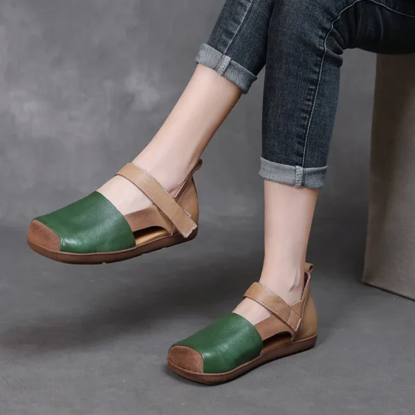 CICIYANG Retro Flat Summer Sandals Women Genuine Cowhide Leather 2024 New Ladies Hollow Out Anti Slip Mary Jane Shoes Sandals - Image 7