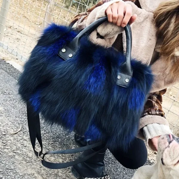 Autumn And Winter New Fur Women's Bag Fox Hair Hand Carrying Bag Crossbody Tidal Winter High Guizhen Fur Shoulder Bag For Women - Image 7