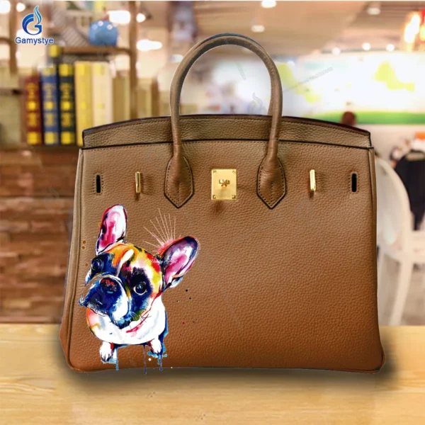 Art Print Colorful cute little dog Customize Totes Women Clutch purses and handbags Designer Ladies purses Genuine Leather New - Image 13