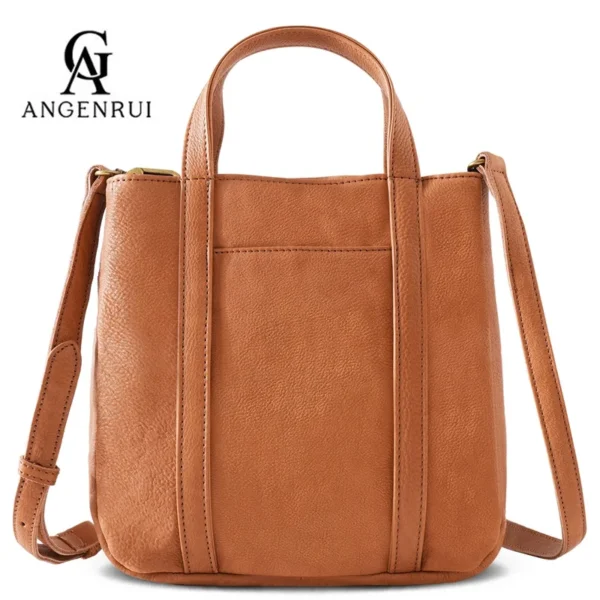 ANGENGRUI Luxurious Genuine Leather Women's Bag with Unique Design, Fashionable Handbag, Korean Style One Shoulder Crossbody Bag