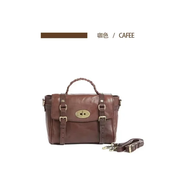 2022 New Genuine Leather Women's Handbags Retro Vegetable Tanned Cowhide Messenger Bag - Image 9