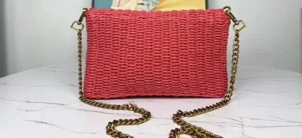 2024 YS Grass Woven Bags Women's  New Handbag Trendy Chain Crossbody Small Kelly - Image 7