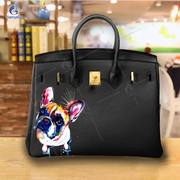 Art Print Colorful cute little dog Customize Totes Women Clutch purses and handbags Designer Ladies purses Genuine Leather New - Image 16