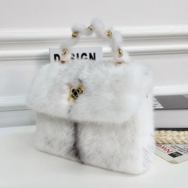 2024 New High-end Horizontal Square Mink Fur Handbag High Quality Top Aristocratic Luxury Brand Private Custom Plush Women's Bag - Image 3