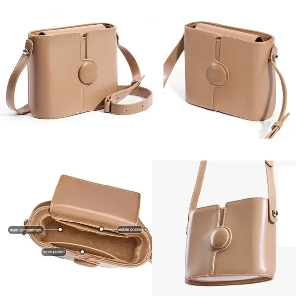 Women's Bag Female Exquisite Retro Square Flap Messenger Split Leather Lady Korean Style Small Crossbody Shoulder Bag 2023 New - Image 2