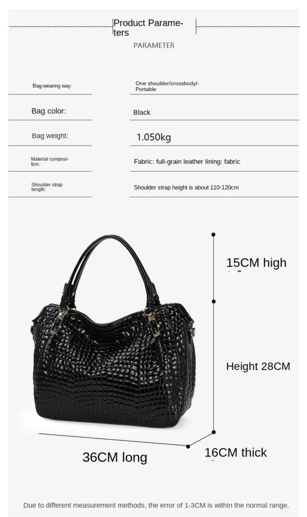 Crocodile Pattern Leather Women's Handbags Lady Fashion Commuter Large Capacity Tote Bag Shoulder Messenger Bags Luxury 2023 New - Image 3