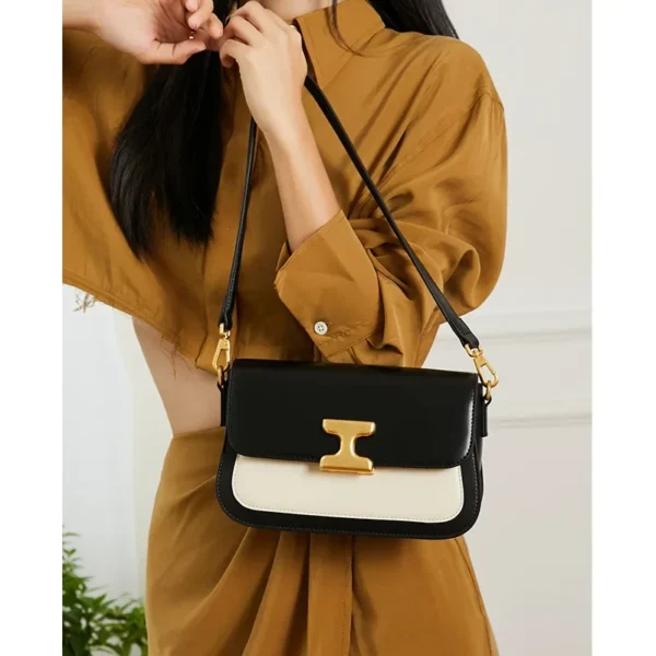 ZR DIARY French Style Shoulder Bag Women Genuine Cow Leather Small Square Bag Mixed Color Fashion Crossbody Bag M115 - Image 2