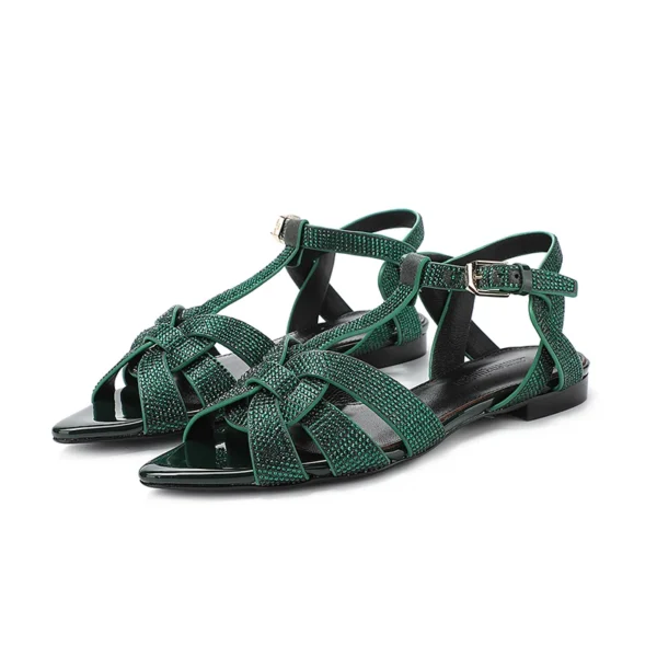 2023 New Beach Sandals with Buckle Open Toe Shoes Flat Bottom Slippers Simple and Fashionable Solid Color Versatile Casual Shoes - Image 3