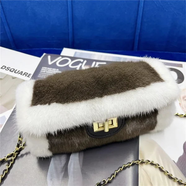 Women’s Mink Leather Handbag 2023 New Fashion Designer Fluffy Fur Large Capacity Shopping Bag Women’s Fur Handbag Luxury Fur Bag - Image 3