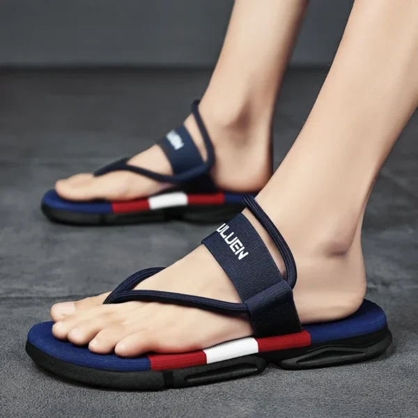 2024 Casual Slippers Man Ankle Elastic Band Shoes Slip-resistant Slide Sandals Male Beach Flat Bottom Slippers Fashion Summer - Image 5