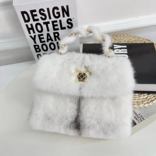 2024 New High-end Horizontal Square Mink Fur Handbag High Quality Top Aristocratic Luxury Brand Private Custom Plush Women's Bag - Image 4