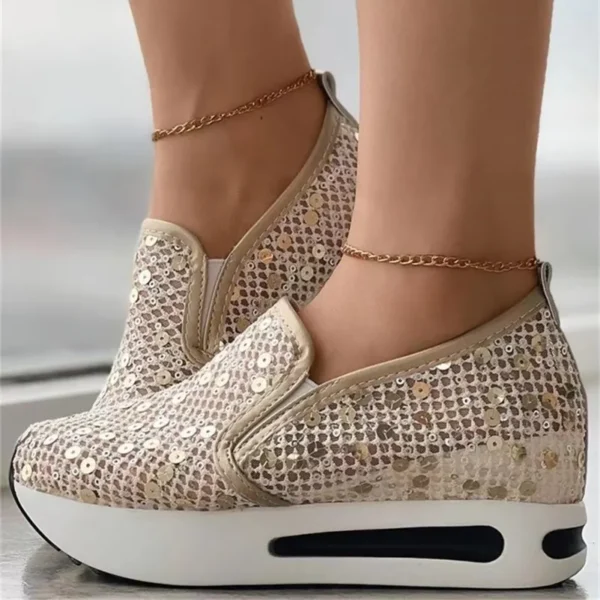 Women's Sneakers Floral Embroidery Mesh Sneakers for Women Slip on Casual Comfy Heeled Shoes Woman - Image 8