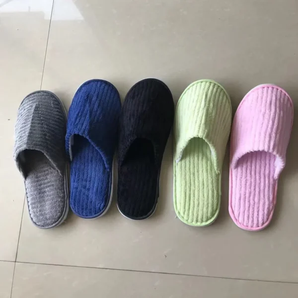 5 Pairs Winter Slippers Men Women  Hotel Disposable Slides Home Travel Sandals Hospitality Footwear One Size on Sale - Image 43