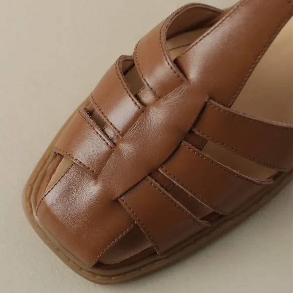 Women's genuine leather narrow band braided t-strap cage roman style summer sandals 2023 new female casual comfortable shoes hot - Image 5